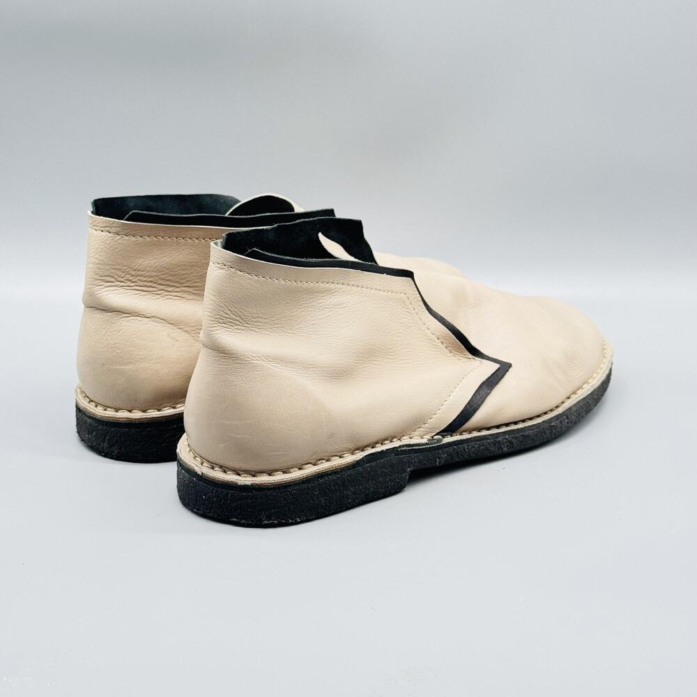 Dusica Dusica Boots Womens 6.5 Beige Leather Slip On Ankle Booties Crepe Sole - Picture 9 of 13